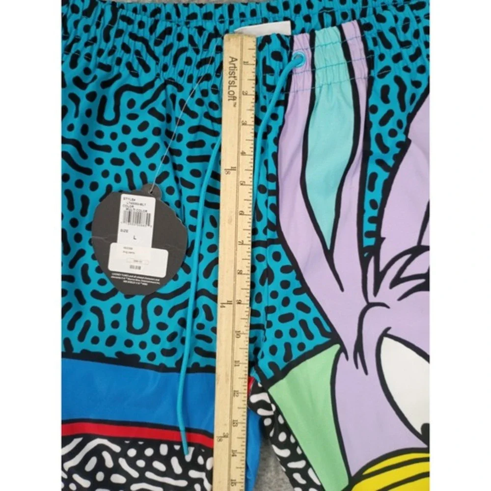 Looney Tunes Mens L Bugs Bunny Graphic Windbreaker Track Pants Joggers NWT 90s - Picture 7 of 14